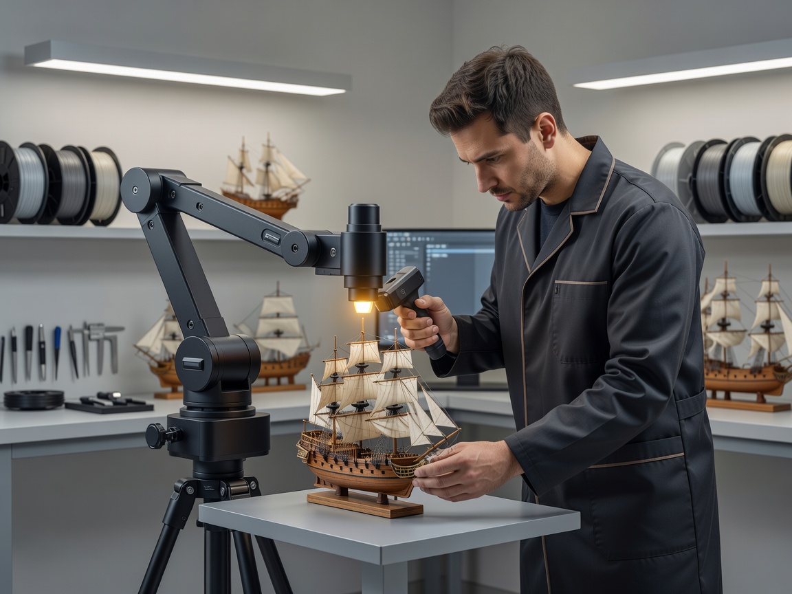 Machined metal valve body staged for high-resolution 3D scanning