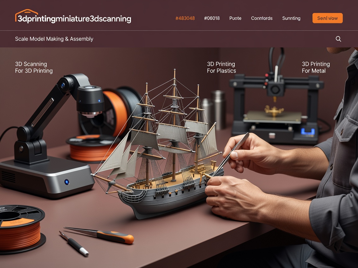 Fully assembled and painted maritime vessel scale model with orange superstructure